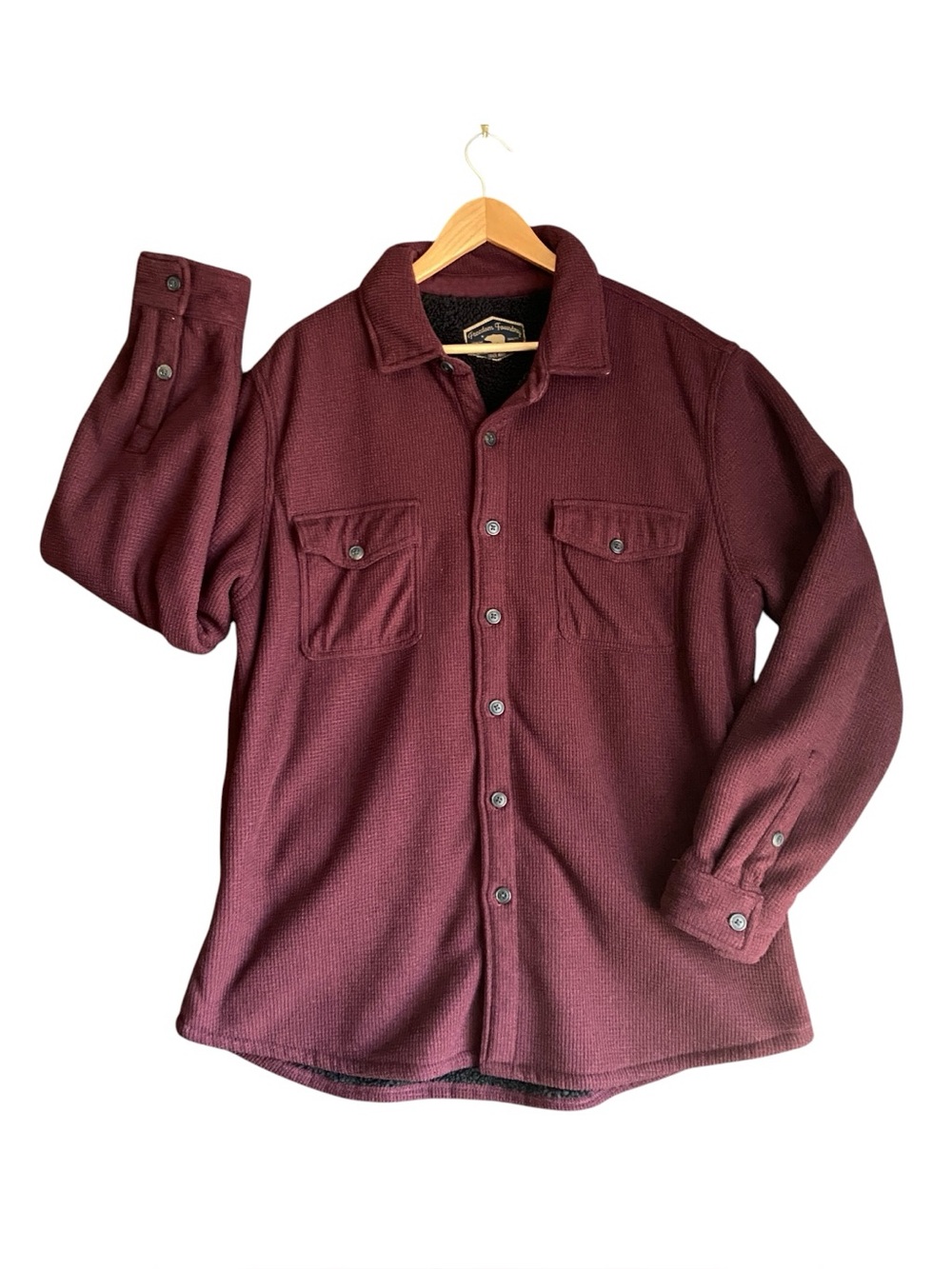 Freedom Foundry | Men's Sherpa Lined Fleece Shirt Jacket Shacket Maroon | XL
